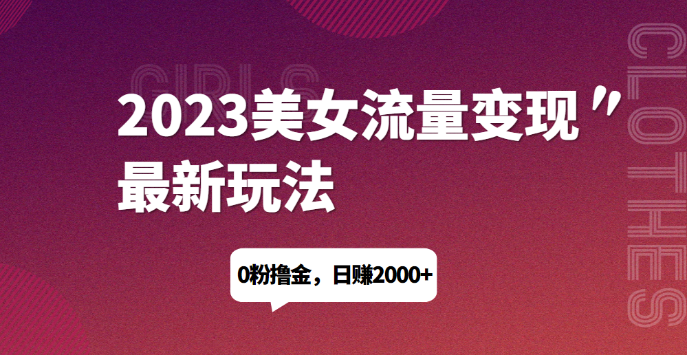 2023美女流量变现最新玩法，0粉撸金，日赚1500+，实测日引流200+网赚项目-副业赚钱-互联网创业-资源整合极光网赚